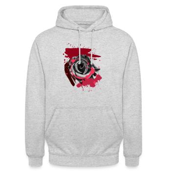 Beauté noire avec des accents rouges - Sweat-shirt à capuche unisexe - gris clair chiné - Devant - Alina (178cm) & Michal (187cm)