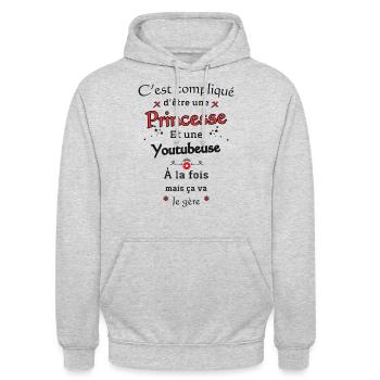 Youtuber-Prinzessin - Unisex Hoodie - Hellgrau meliert - Vorne - Alina (178cm) & Michal (187cm)