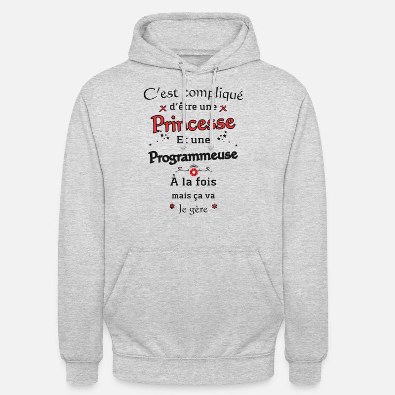 Princesse Programmeuse - Sweat-shirt à capuche unisexe - gris clair chiné