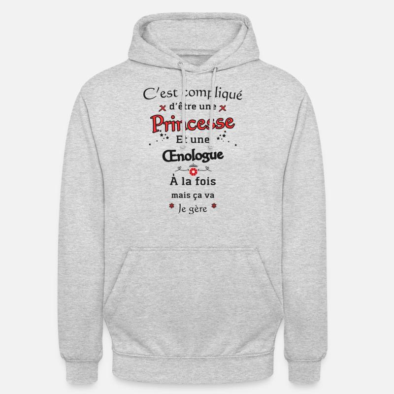 Princesse Œnologue - Sweat-shirt à capuche unisexe - gris clair chiné