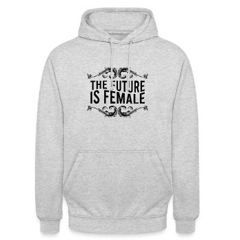 féminisme - Sweat-shirt à capuche unisexe - gris clair chiné - Devant - Alina (178cm) & Michal (187cm)