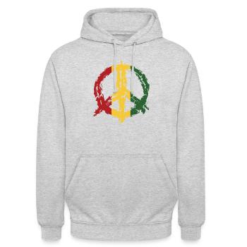 Friedenszeichen Peace Zeichen - Unisex Hoodie - Hellgrau meliert - Vorne - Alina (178cm) & Michal (187cm)