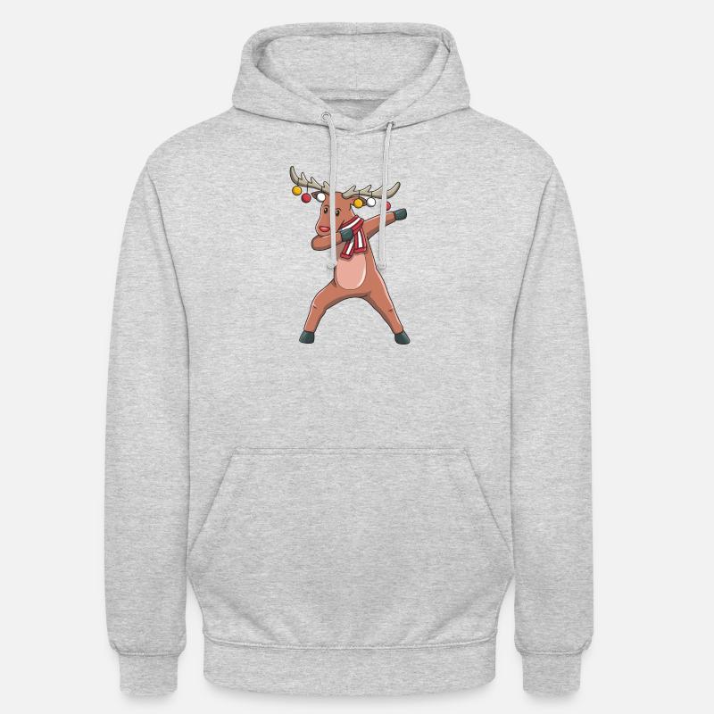 Tamponner un renne de Noël - Sweat-shirt à capuche unisexe - gris clair chiné