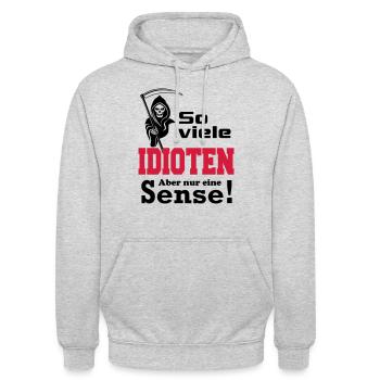 Sensenmann Idioten - Unisex Hoodie - Hellgrau meliert - Vorne - Alina (178cm) & Michal (187cm)