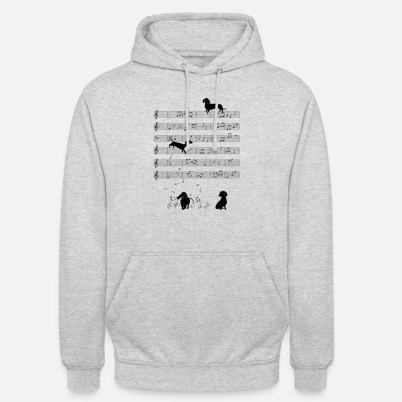 Notes de musique de chien teckel - Sweat-shirt à capuche unisexe - gris clair chiné