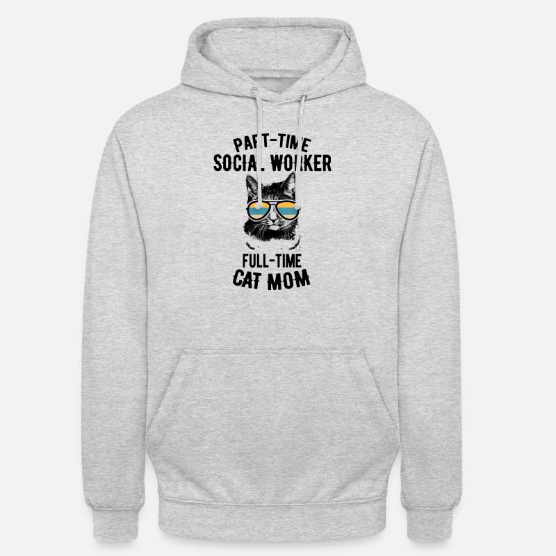 Teilzeit Katze Mutter Sozialarbeiter Geschenk - Unisex Hoodie - Hellgrau meliert