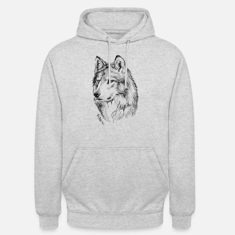 Wolf Geschenk - Unisex Hoodie - Hellgrau meliert