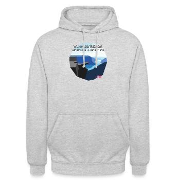 Trolltunga Fels Norwegen Fjord Flagge Souvenir - Unisex Hoodie - Hellgrau meliert - Vorne - Alina (178cm) & Michal (187cm)