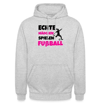 Fußball Mädchen Fußballmannschaft - Unisex Hoodie - Hellgrau meliert - Vorne - Alina (178cm) & Michal (187cm)