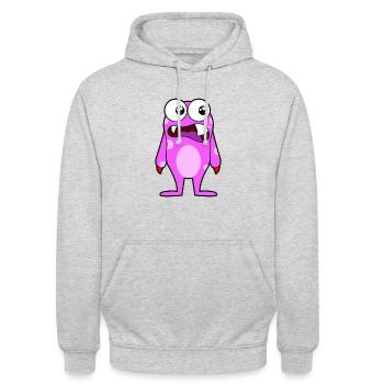 Rosa Lustige Monster - Unisex Hoodie - Hellgrau meliert - Vorne - Alina (178cm) & Michal (187cm)