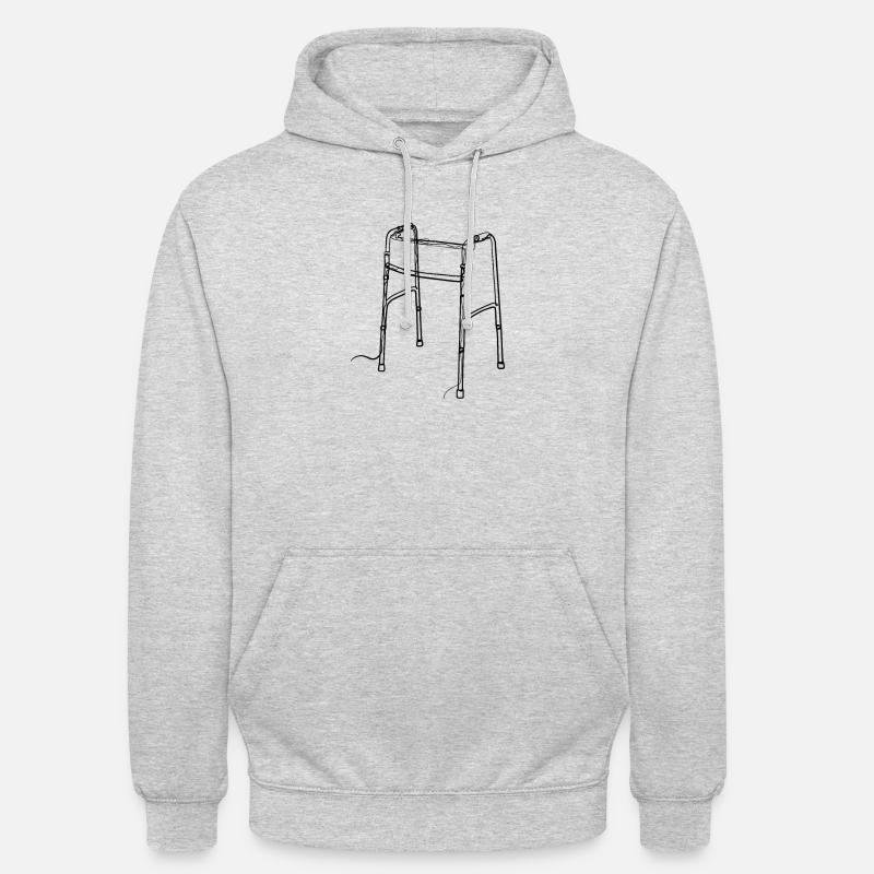 Déambulateur Pensionné - one line drawing - Sweat-shirt à capuche unisexe - gris clair chiné