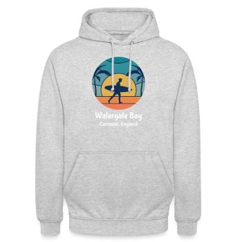 Watergate Bay Cornwall England Surfing Vintage Sun - Unisex Hoodie - light heather grey - Front - Alina (178cm) & Michal (187cm)