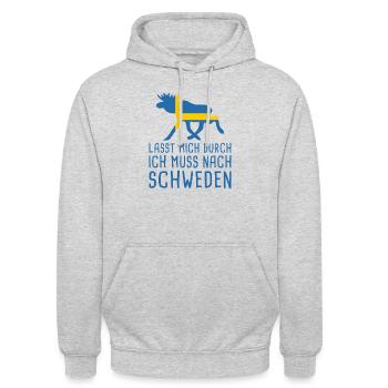 Lasst Mich Durch Schweden Sverige Elch Urlaub - Unisex Hoodie - Hellgrau meliert - Vorne - Alina (178cm) & Michal (187cm)