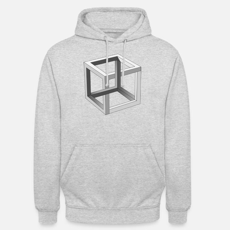 Illusion d'optique Cube - Sweat-shirt à capuche unisexe - gris clair chiné