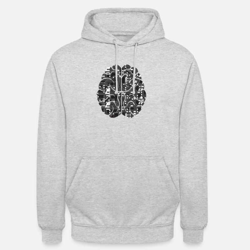 Computer PC brain logo design - Unisex Hoodie - light heather grey
