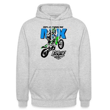 Moto Cross - Motocross - Supercross - MX - SX - Unisex Hoodie - Hellgrau meliert - Vorne - Alina (178cm) & Michal (187cm)
