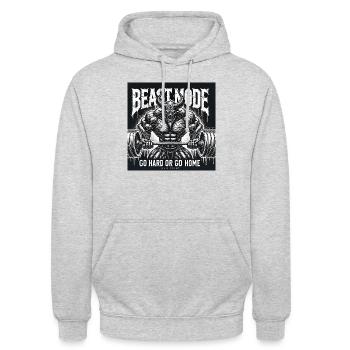 Mode logo - Sweat-shirt à capuche unisexe - gris clair chiné - Devant - Alina (178cm) & Michal (187cm)