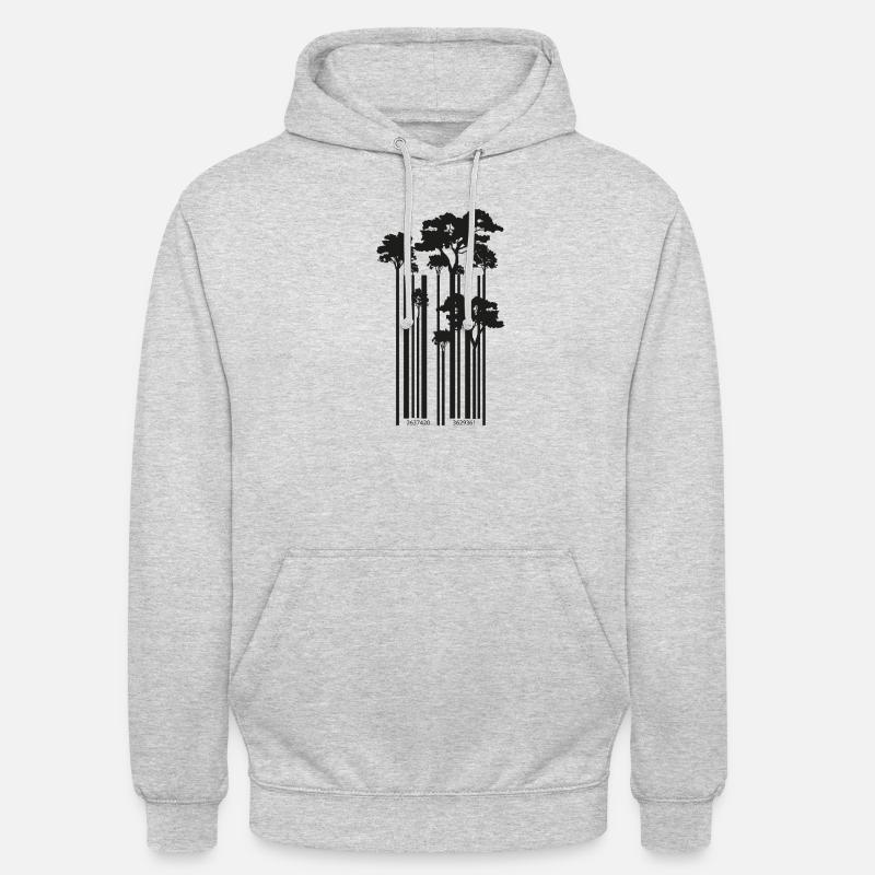 Coole Barcode Bäume Geschenk - Unisex Hoodie - Hellgrau meliert