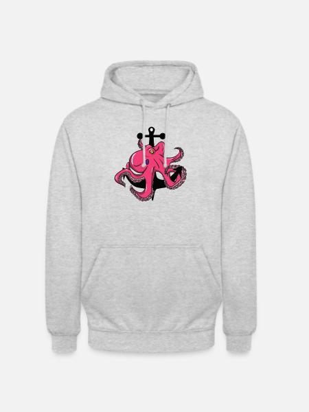 Octopus - octopus - anchor - Unisex Hoodie - light heather grey