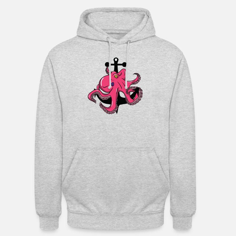 Octopus - octopus - ancre - Sweat-shirt à capuche unisexe - gris clair chiné