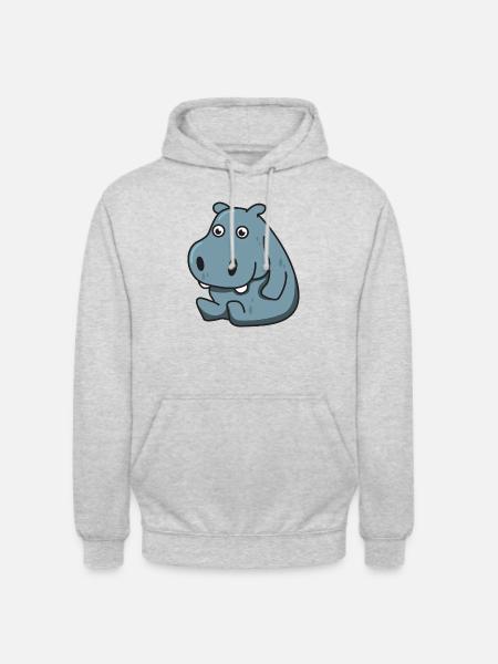 Hippopotamus gift Hippo animale comico bambino carino - Felpa con cappuccio unisex - grigio chiaro melange