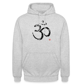 OM peinture noire - Sweat-shirt à capuche unisexe - gris clair chiné - Devant - Alina (178cm) & Michal (187cm)