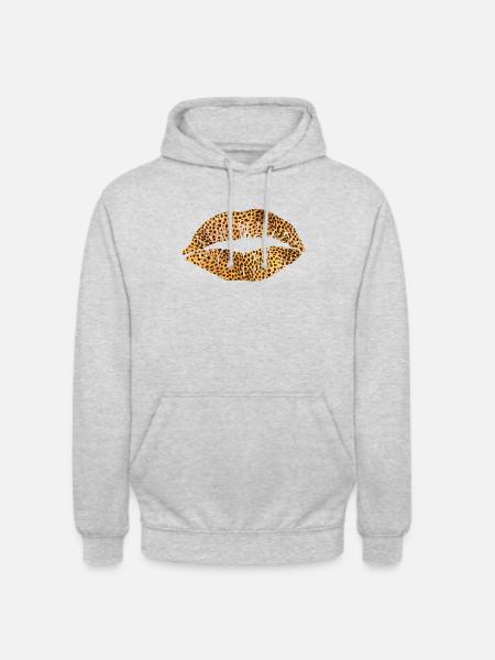 Bouche d’impression Leoprad - Sweat-shirt à capuche unisexe - gris clair chiné