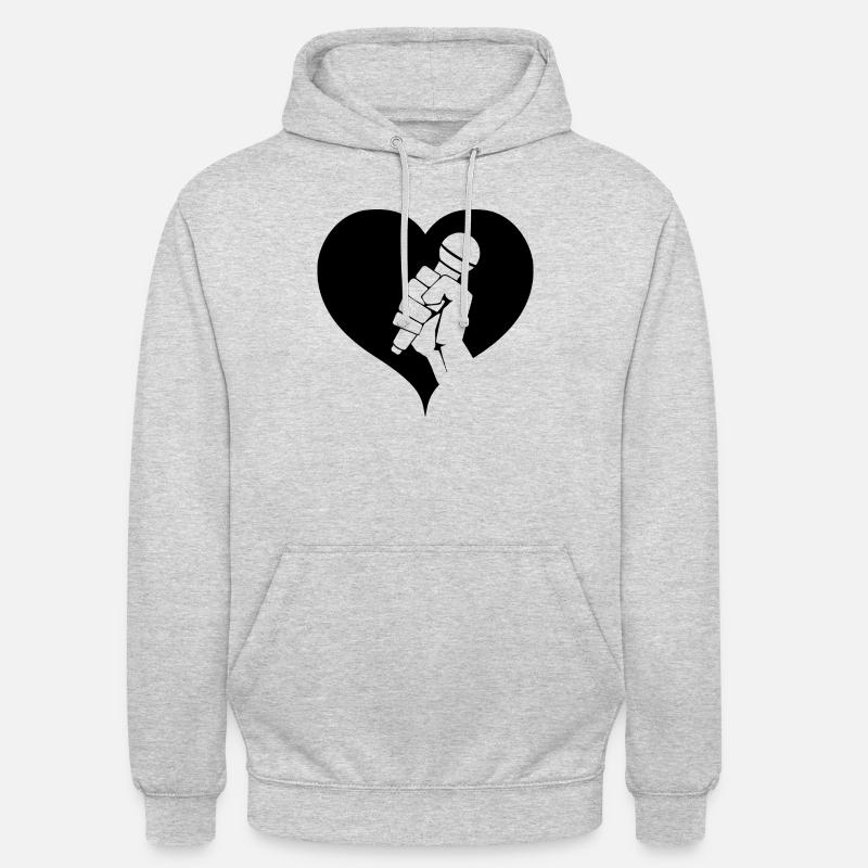 Mikrofon Herz - Unisex Hoodie - Hellgrau meliert