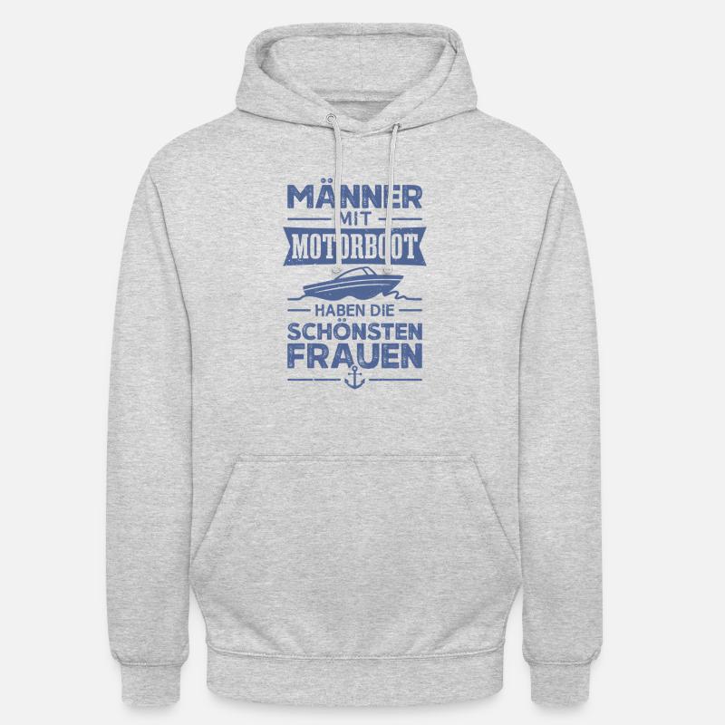 Motorboot Bootfahren Bootsfahrer Boot - Unisex Hoodie - Hellgrau meliert