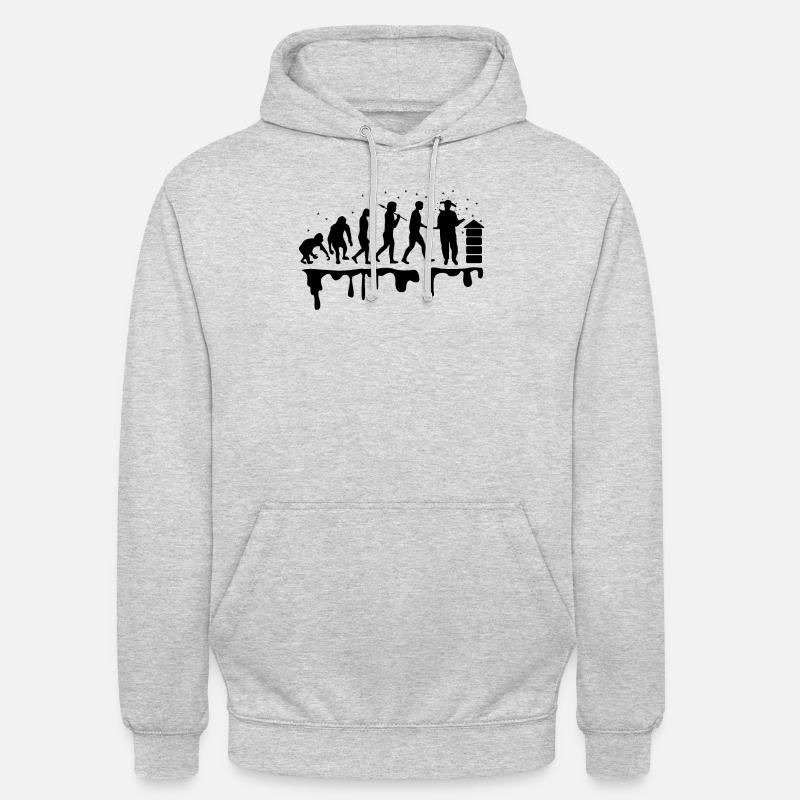 Imker Evolution Schwarz - Unisex Hoodie - Hellgrau meliert