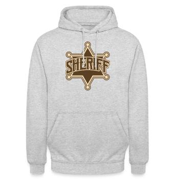 Sheriff Stern - Unisex Hoodie - Hellgrau meliert - Vorne - Alina (178cm) & Michal (187cm)