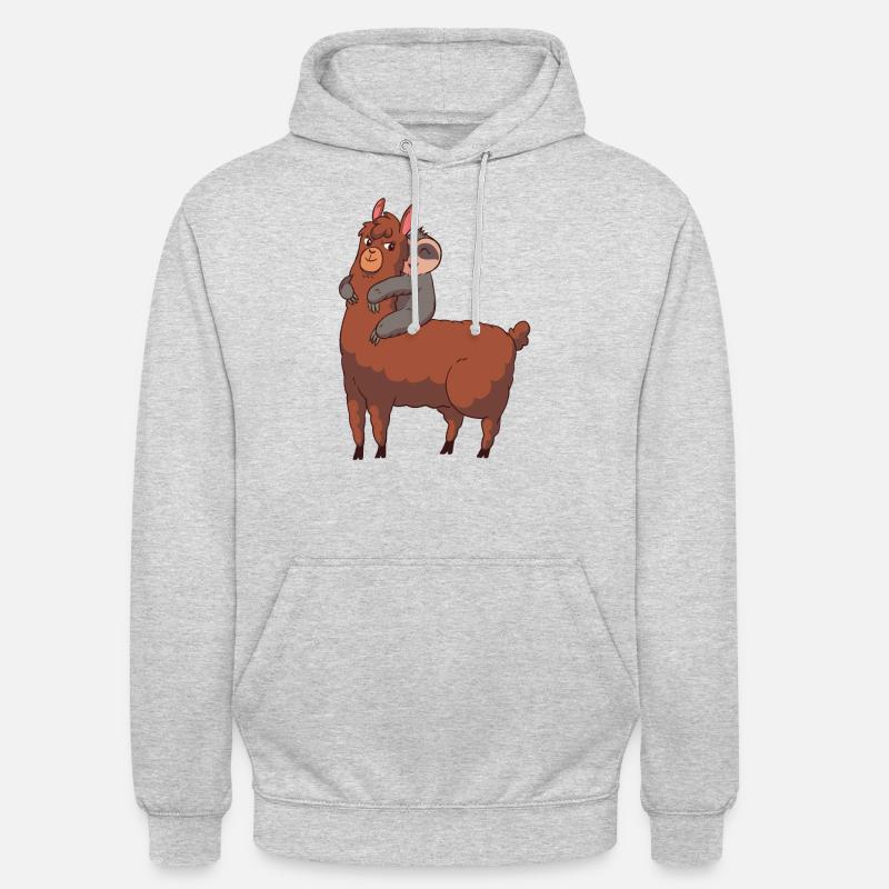 Lama Sloth - Sweat-shirt à capuche unisexe - gris clair chiné