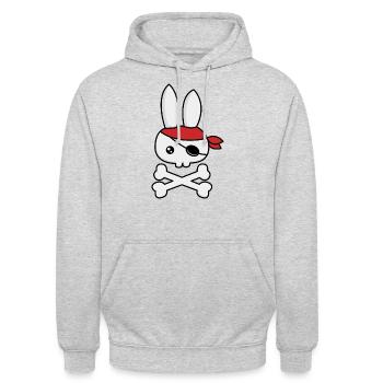 Häschen Pirat - Unisex Hoodie - Hellgrau meliert - Vorne - Alina (178cm) & Michal (187cm)