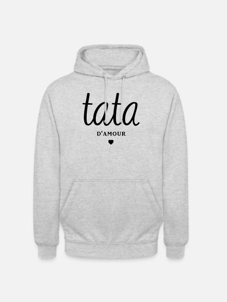 TATA D'AMOUR - Sweat-shirt à capuche unisexe - gris clair chiné