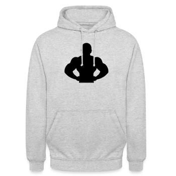 body_building_man_f1 - Unisex Hoodie - light heather grey - Front - Alina (178cm) & Michal (187cm)