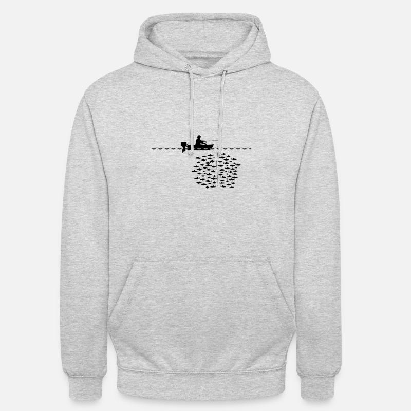 Pêche, pêche, loisirs, attraper - Sweat-shirt à capuche unisexe - gris clair chiné