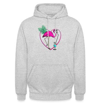 Flamingo cocktail - Unisex Hoodie - light heather grey - Front - Alina (178cm) & Michal (187cm)