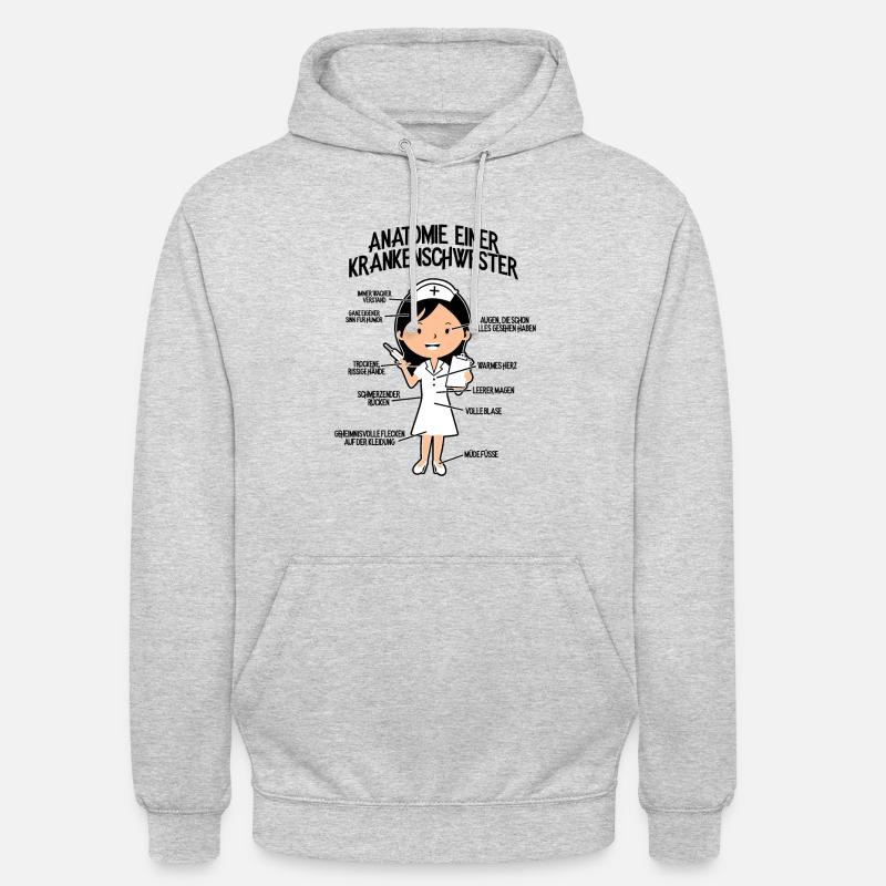 Krankenpflegerin Krankenschwester-Anatom Geschenk - Unisex Hoodie - Hellgrau meliert