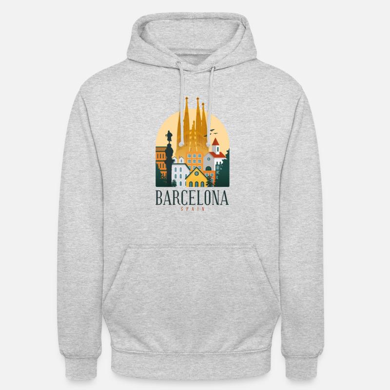 Souvenir de Barcelone Espagne - Sweat-shirt à capuche unisexe - gris clair chiné