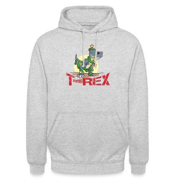 Tree Rex Dinosaure comme un arbre de Noël I cadeau - Sweat-shirt à capuche unisexe - gris clair chiné - Devant - Alina (178cm) & Michal (187cm)