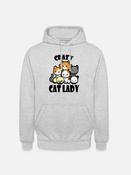 Galen katt dam gåva katt älskare - Luvtröja unisex - ljusgråmelerad