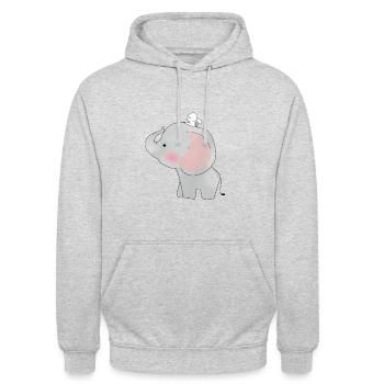 Elefant Häschen Freundschaft Design - Unisex Hoodie - Hellgrau meliert - Vorne - Alina (178cm) & Michal (187cm)