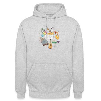 Musikinstrumente Kreiskunst - Unisex Hoodie - Hellgrau meliert - Vorne - Alina (178cm) & Michal (187cm)