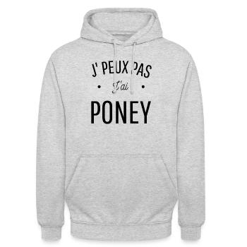 JE PEUX PAS J'AI PONEY idée cadeau citation humour - Sweat-shirt à capuche unisexe - gris clair chiné - Devant - Alina (178cm) & Michal (187cm)