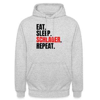 eat sleep schlager repeat - Unisex Hoodie - light heather grey - Front - Alina (178cm) & Michal (187cm)