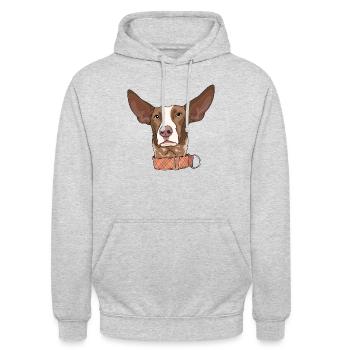 Podenco Canario - Unisex Hoodie - Hellgrau meliert - Vorne - Alina (178cm) & Michal (187cm)