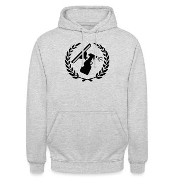 Logo lave-vitre avec couronne de laurier - Sweat-shirt à capuche unisexe - gris clair chiné - Devant - Alina (178cm) & Michal (187cm)