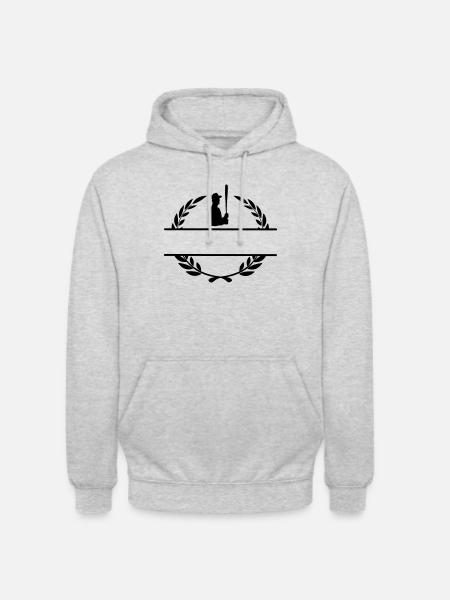 Baseball-Hitter im Lorbeerkranz-Monogramm - Unisex Hoodie - Hellgrau meliert