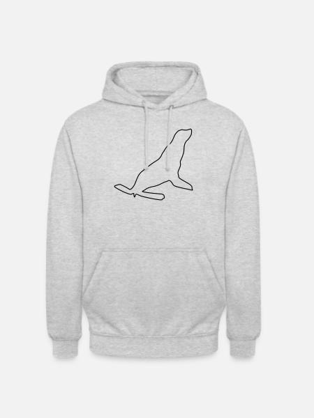Sea Seal Silhouette - Unisex Hoodie - light heather grey