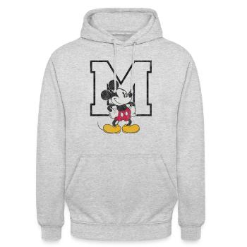 Mickey & Minnie Klassisches Mickey Motiv Mit M - Unisex Hoodie - Hellgrau meliert - Vorne - Alina (178cm) & Michal (187cm)